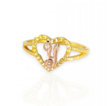 Anillo de Corazon con inicial de oro